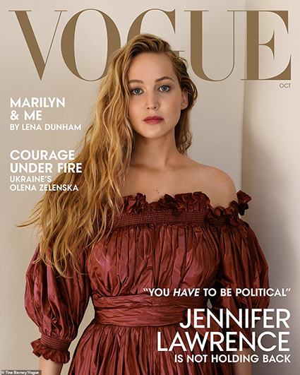 Дженнифер Лоуренс снялась для Vogue и раскрыла пол и имя ребенка